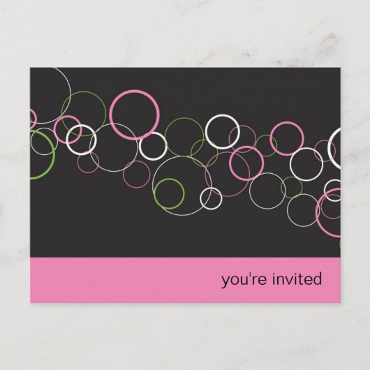 シャンパンバブルオンブラックパーティーポストカード インビテーションポストカード (正面)