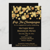 シャンパンバブル婚約パーティ招待状 招待状 (正面/裏面)