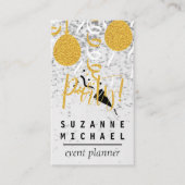 シャンパンバブル紙吹雪パーティー | 金ゴールドパーティー 名刺 (正面)