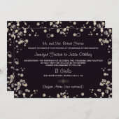 シャンパンバブル – ブラックとアイボリー招待状 招待状 (正面/裏面)