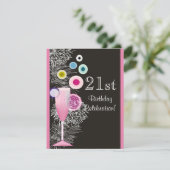 シャンパンバブル 21歳の誕生日パーティー招待状 招待状 (スタンド正面)