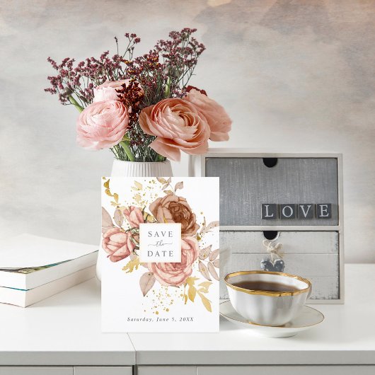 シャンパンバラウェディング日付はがき保存 ポストカード