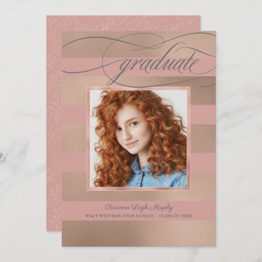 シャンパンバラストライプ金ゴールドと写真大学院 案内状 (正面/裏面)