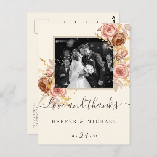 シャンパンバラ結婚写真感謝していのあなたはがき ポストカード (正面/裏面)