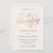 シャンパンバラ金ゴールドアイボリー結婚カリグラフィズインビ 招待状 (正面/裏面)