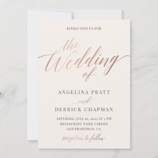 シャンパンバラ金ゴールドアイボリー結婚カリグラフィズインビ 招待状