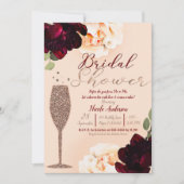 シャンパンバラ金ゴールドピーチフローラブライダルシャワー 招待状 (正面)