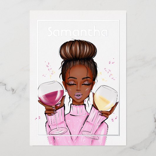 シャンパンバースデーパーティーフォイル招待状 箔招待状 (正面)