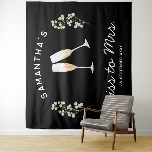 シャンパンパーティーの花嫁お姫様パーティー ミス・トゥ・ミセス フラワーズ タペストリー (インサイチュ)