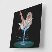 シャンパンパーティーガール スクエア壁時計 (傾斜)