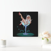 シャンパンパーティーガール スクエア壁時計 (ホーム)