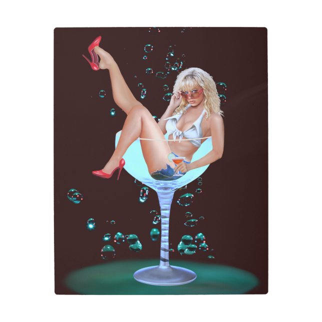 シャンパンパーティーガール メタルプリント (正面)