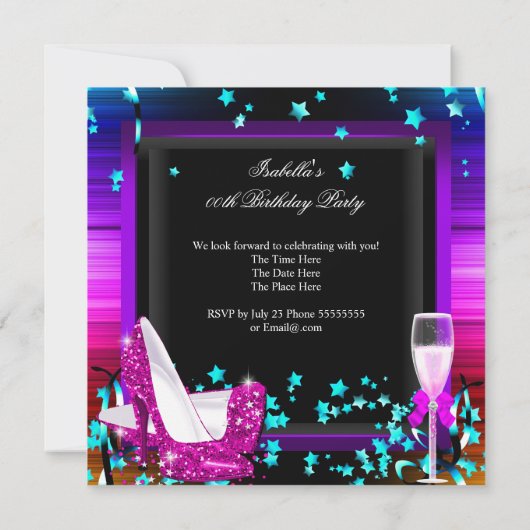 シャンパンパーティー　あらゆる行事のお祝い 招待状 (裏面)