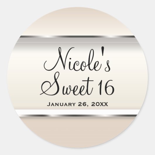 シャンパンパールきらめくシックなウェディングパーティーペープ ラウンドシール (正面)