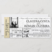 シャンパンパ結婚リズボーディングパス招待状 (正面)