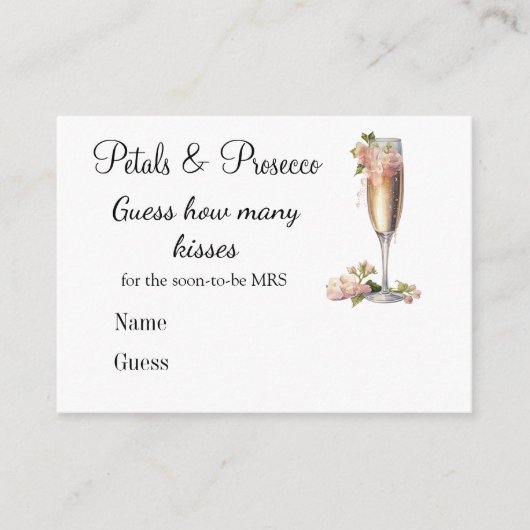シャンパンピンクの花を飾ったウェディングシャワーゲーム エンクロージャーカード (正面)