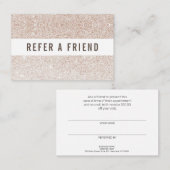 シャンパンピンクグリッターサロン紹介顧客 名刺 (正面/裏面)