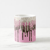 シャンパンピンクチョコレートアイスクリームグリッタードリップ コーヒーマグカップ (中央)