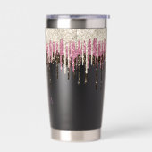 シャンパンピンクチョコレートアイスクリームグリッタードリップ 保温保冷タンブラー (左面)