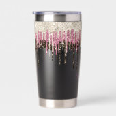 シャンパンピンクチョコレートアイスクリームグリッタードリップ 保温保冷タンブラー (右面)