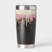 シャンパンピンクチョコレートアイスクリームグリッタードリップ 保温保冷タンブラー (背面)