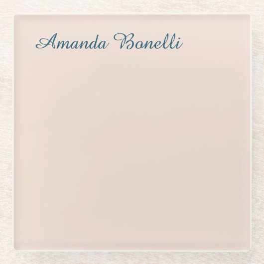 シャンパンピンクプレーンシンプルミニマルモダンリスト ガラスコースター (正面)