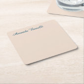 シャンパンピンクプレーンシンプルミニマルモダンリスト スクエアペーパーコースター (アングル)