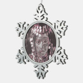 シャンパンピンクヘアドレのジプシー スノーフレークピューターオーナメント (右)