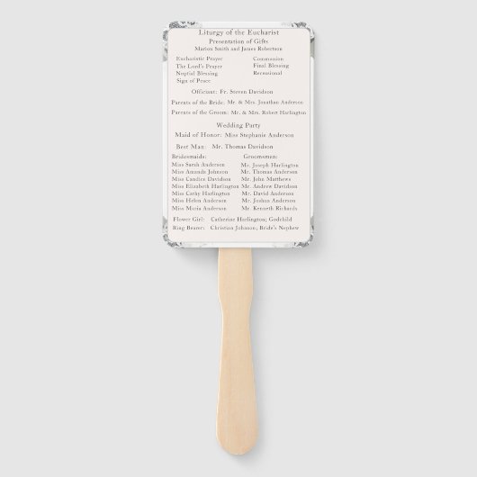 シャンパンピンクレースカトリック結婚式 プログラム ハンドファン (裏面)