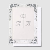 シャンパンピンクレースカトリック結婚教会 ベラム紙招待状 (オフセット)