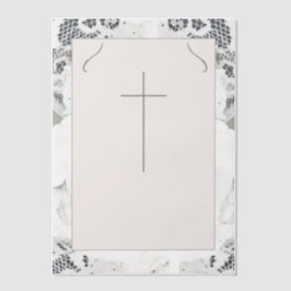 シャンパンピンクレースカトリック結婚教会 ベラム紙招待状