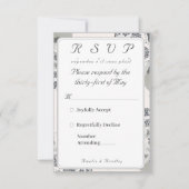 シャンパンピンクレース結婚のレスポンスカード 出欠カード (正面)