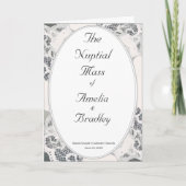 シャンパンピンクレース結婚カトリックのミサ プログラム (正面)