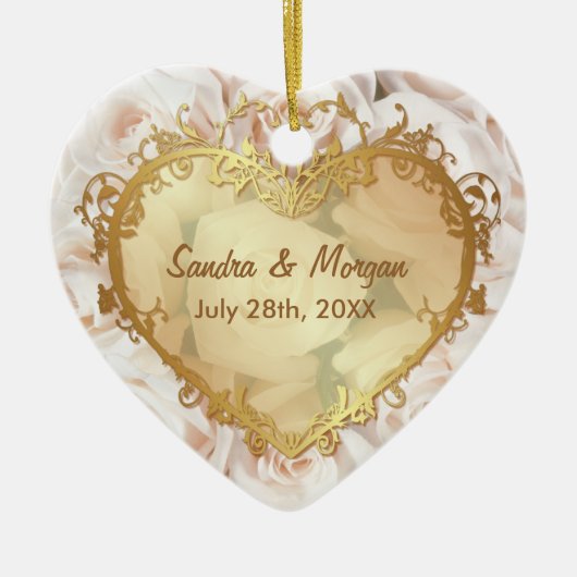 シャンパンピンクローズエレガンス2サイド セラミックオーナメント (正面)