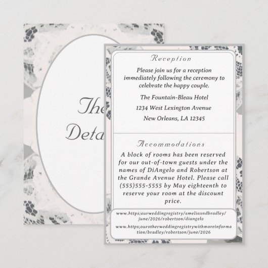 シャンパンピンク結婚レースのエンクロージャカード エンクロージャーカード (正面/裏面)