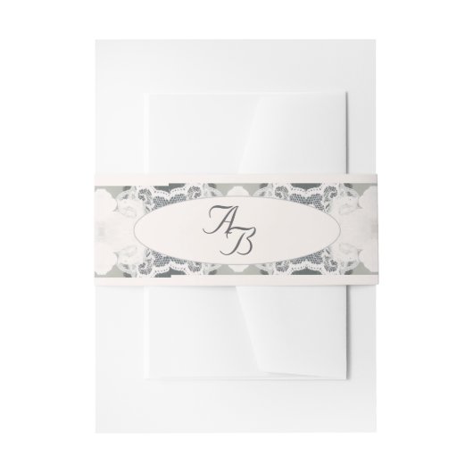 シャンパンピンク結婚レース 招待状ベリーバンド (正面例)