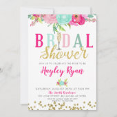 シャンパンピンク&ミントフラワーズブライダルシャワー 招待状 (正面)