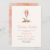 シャンパンピーチアプリコット誕生日 招待状 (正面/裏面)