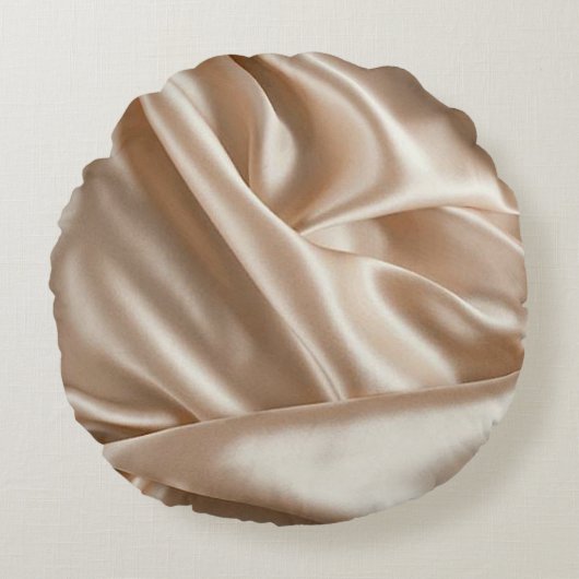 シャンパンフェイクサテン印刷丸型アクセント枕 ラウンドクッション (正面)