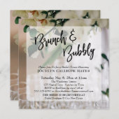 シャンパンフォトブランチ&バブリー手書き 招待状 (正面/裏面)