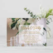 シャンパンフォトブランチ&バブリー金ゴールド手書き 招待状 (スタンド正面)