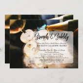 シャンパンフォトブランチ & バブルリー ハンドライティング 招待状 (正面/裏面)