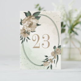 シャンパンフラワーグリーン幾何テーブル番号 招待状