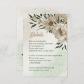 シャンパンフラワーグリーン結婚リー エンクロージャーカード (正面/裏面)