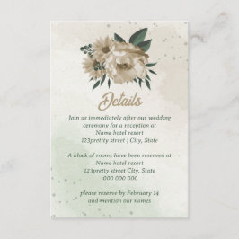 シャンパンフラワーグリーン結婚リー エンクロージャーカード