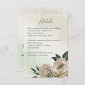 シャンパンフラワーグリーン結婚リー エンクロージャーカード (正面/裏面)