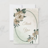 シャンパンフラワーグリーン結婚リー サンキューカード (正面)