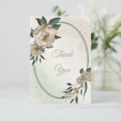 シャンパンフラワーグリーン結婚リー サンキューカード (スタンド正面)