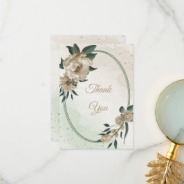 シャンパンフラワーグリーン結婚リー サンキューカード