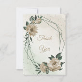シャンパンフラワーグリーン結婚リー サンキューカード (正面)